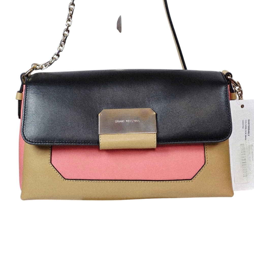 Stuart Weitzman Eastside Colorblock Leather Crossbody Bag Chain Strap NWT $595